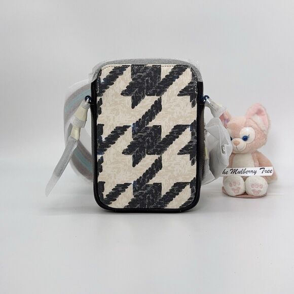 Coach CJ672 Stanton Crossbody With Houndstooth Print Black Cream Leather Canvas - Picture 3 of 9